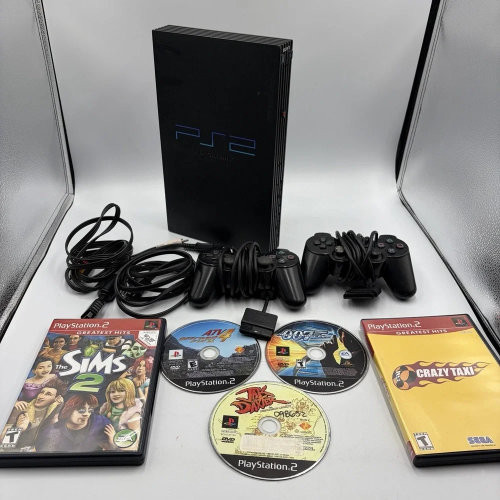 Sony PlayStation 2 SCPH-39001 Console Bundle 2 Controllers 5 Games Memory Card